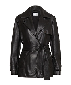 Leather Trench Coat - Black