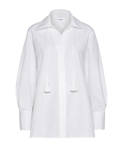 Neckerchief-Adorned Cotton Poplin Shirt - Optical White