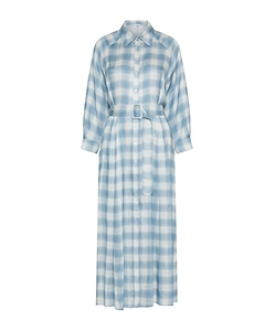 Printed Viscose Shirt Dress - Dust Blue