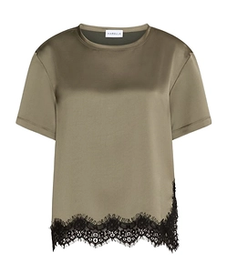 Satin T-Shirt With Lace Detail