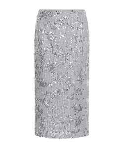 Sequinned Midi Skirt - Grey