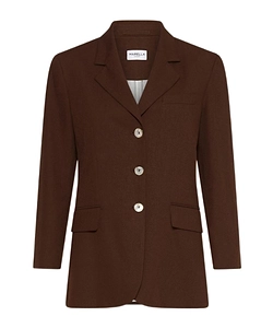 Single-Breasted Linen-Blend Blazer - Brown