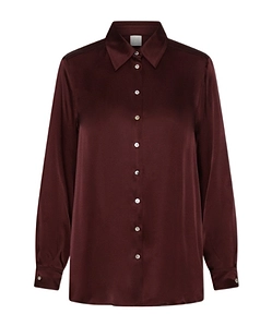 Silk-Blend Satin Shirt - Bordeaux