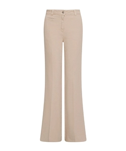 Stretch Cotton Wide-Leg Trousers - Beige