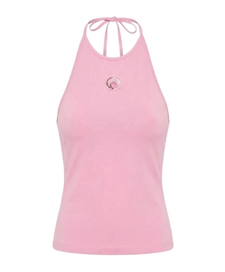 Marine Serre Embellished Logo Halter Top