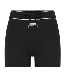 Marine Serre Light Ribbed Jersey Drawstring-Waist Mini Shorts