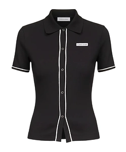 Marine Serre Light Ribbed Jersey Polo T-Shirt