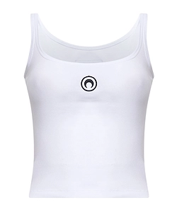 Marine Serre Moon Logo Ribbed Jersey Cropped Tank Top
