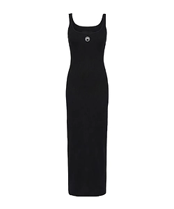 Marine Serre Moon Logo Ribbed Jersey Long Dress