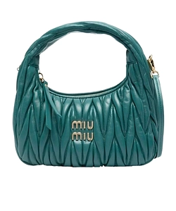 Miu Miu Wander Matelassé Logo Plaque Mini Hobo Bag