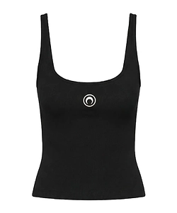 Marine Serre Moon Logo Ribbed Jersey Cropped Tank Top