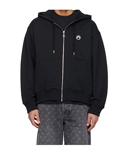 Marine Serre Logo Detail Zip-Up Hoodie