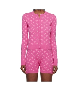 Marine Serre Moon Jacquard Knit Fitted Cardigan