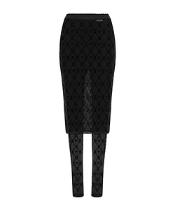 Marine Serre Moonogram Mesh Flocked Pant-Skirt