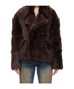 Hairy Shearling Leather Caban