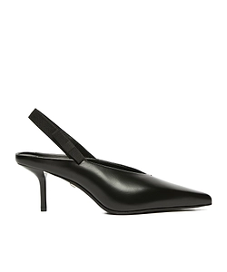 Leather Slingback Mules With Bow
