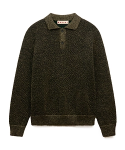 Black Wool Polo Jumper With Lurex Detailing