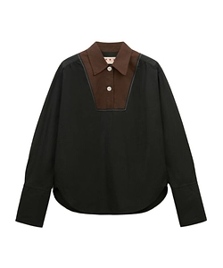 Marni Contrast Bib Insert Poplin Shirt