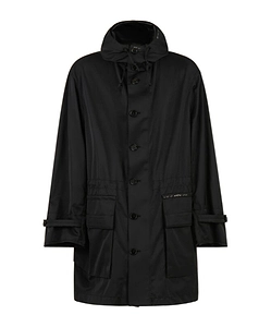 Black Water-Repellent Taffeta Parka