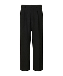 Black Wool Trousers With Geometric Jacquard Motif