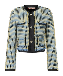 Blue Cotton Tweed-Effect Baby Jacket