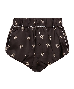 Brown Silk Twill Bloomers With Floral Print