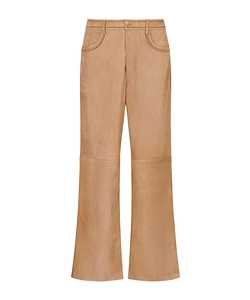Brown Suede Trousers With Cut-Out Detailing