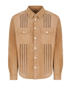 Brown Suede Shirt With Cut-Out Detailing