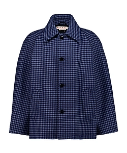 Buttoned Checked Jacket