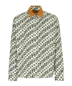 Cream Poplin Shirt With Rhythms Print