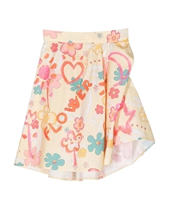 Cream Poplin Wraparound Skirt With Honolulu Print