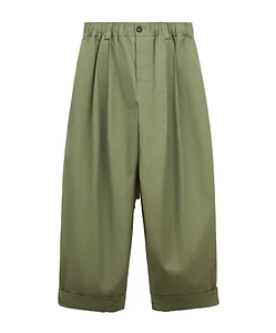 Green Canvas Trousers With Pleats