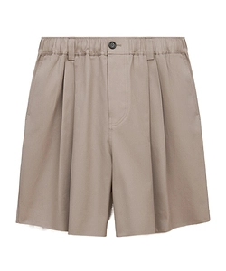 Gray Canvas Shorts With Pleats