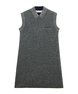 Grey Wool Mini Dress With Lurex Detailing
