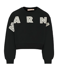Marni Kids Logo Patch Cropped Sweatshirt