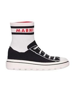 Logo Print High-Top Knitted Sock Sneakers