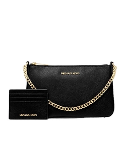 Medium Saffiano Leather Shoulder Bag And Card Case Gift Set