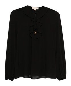 Michael Kors Ruffled-Neck Long Sleeved Blouse