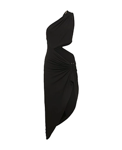 Plain Jersey Elastic Hollow Mid-Length Dress