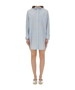 Pinstripe Button-Up Shirt Dress