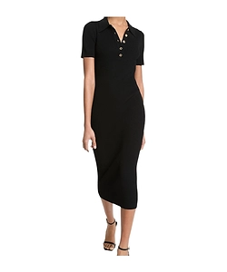 Michael Michael Kors Stretch Knit Polo Midi Dress