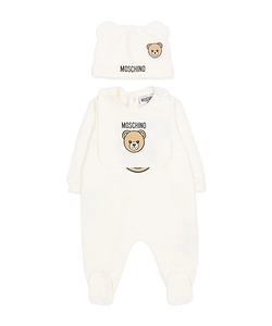 Moschino Kids Logo Printed Long-Sleeved Babygrow Set
