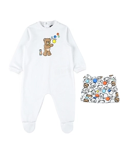 Moschino Kids Long Sleeved Teddy-Print Babygrow Set