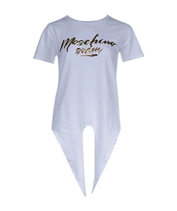 T-Shirt With Round Collar And Knot Hem