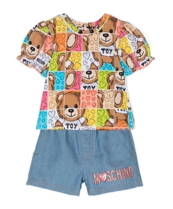 Teddy Bear Logo-Print Short Set