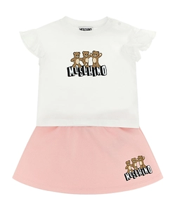 Teddy Bear Pattern Two-Piece Skirt Set