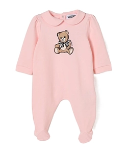 Teddy-Print Collared Pajamas