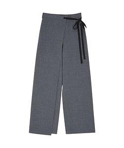 Tie Detail Wide-Leg Tailored Trousers
