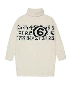 Mm6 Maison Margiela Kids Numeric Logo Jacquard Knit Dress