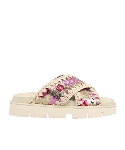 Mou Criss Cross Embellished Flat Sandals